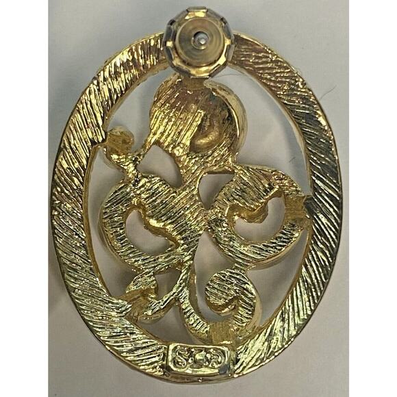 Vintage Sarah Coventry Gold Tone Oval Swirl Detail Pierced Earrings PB78 - Picture 3 of 3